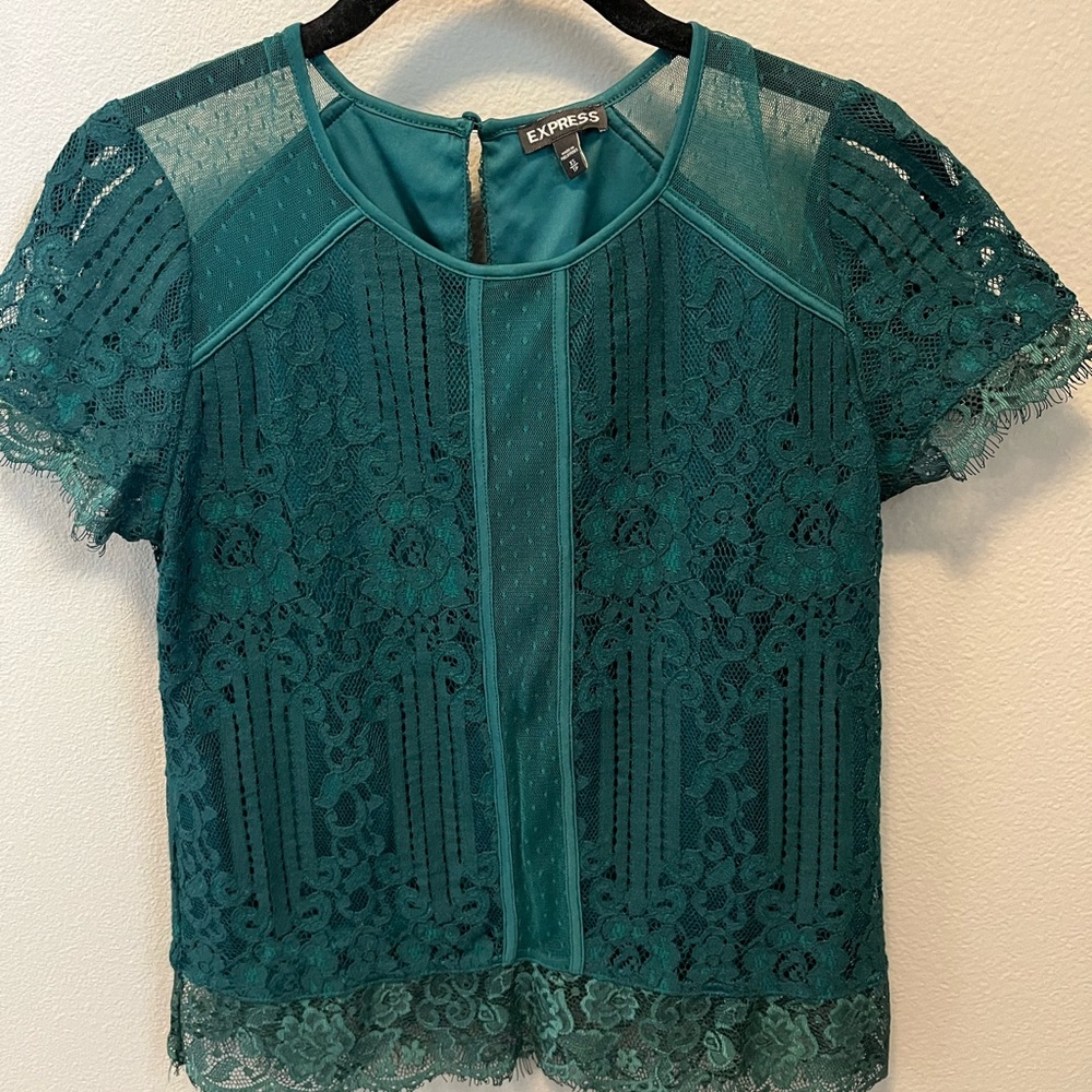 Express Emerald Lace Blouse